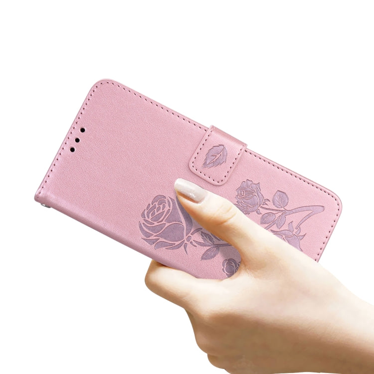 For iPhone 13 Pro Rose Embossed Horizontal Flip PU Leather Case with Holder & Card Slots & Wallet (Rose Gold) by buy2fix