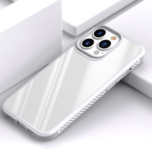 For iPhone 13 Pro Max MG Series Carbon Fiber TPU + Clear PC Four-corner Airbag Shockproof Case (White) by buy2fix