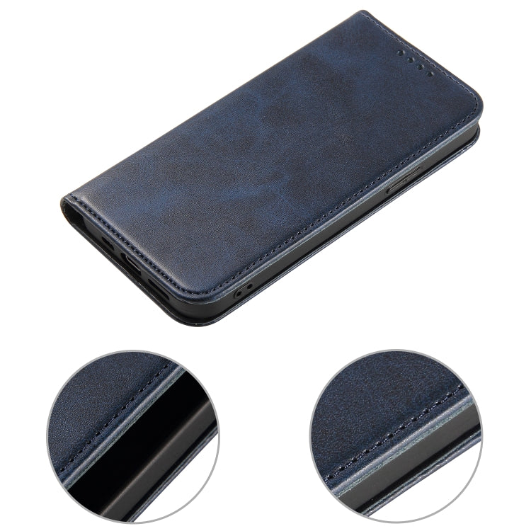 For iPhone 12 mini Calf Texture Magnetic Horizontal Flip Leather Case with Holder & Card Slots & Wallet (Blue) by buy2fix
