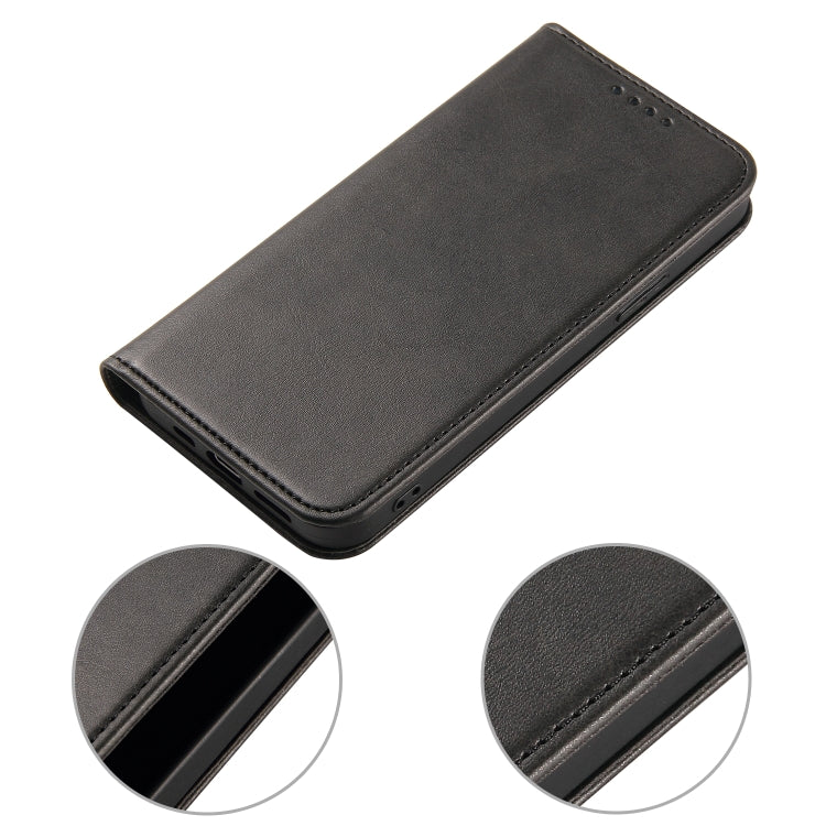 For iPhone 12 / 12 Pro Calf Texture Magnetic Horizontal Flip Leather Case with Holder & Card Slots & Wallet(Black) by buy2fix