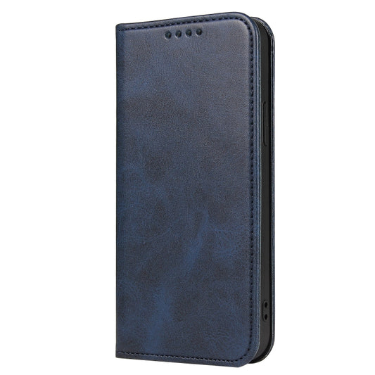 For iPhone 12 / 12 Pro Calf Texture Magnetic Horizontal Flip Leather Case with Holder & Card Slots & Wallet(Blue) by buy2fix