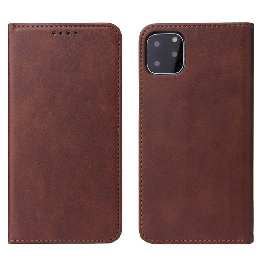 For iPhone 11 Pro Calf Texture Magnetic Horizontal Flip Leather Case with Holder & Card Slots & Wallet (Brown) by buy2fix