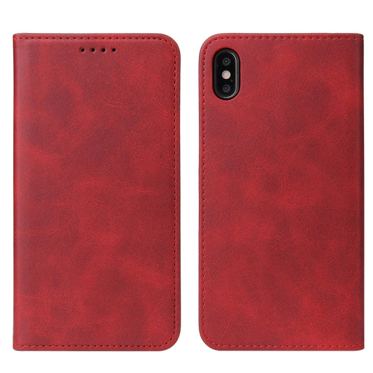 For iPhone X / XS Calf Texture Magnetic Horizontal Flip Leather Case with Holder & Card Slots & Wallet(Red) by buy2fix