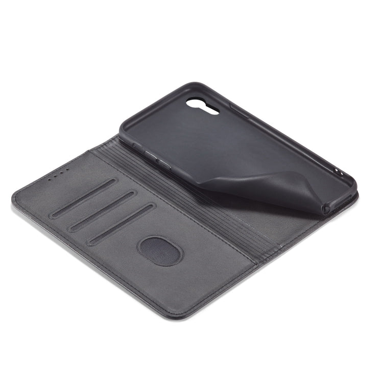 For iPhone XR Calf Texture Magnetic Horizontal Flip Leather Case with Holder & Card Slots & Wallet(Black) by buy2fix