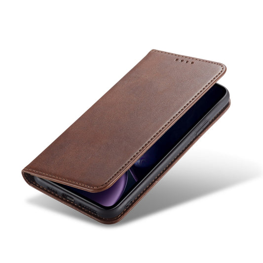 For iPhone XR Calf Texture Magnetic Horizontal Flip Leather Case with Holder & Card Slots & Wallet(Brown) by buy2fix