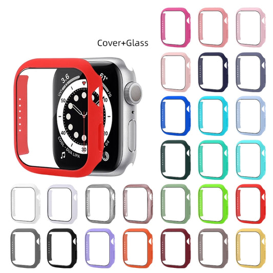 Shockproof PC Protective Case with Tempered Glass Film For Apple Watch Series 9 / 8 / 7 41mm(Light Blue) by buy2fix