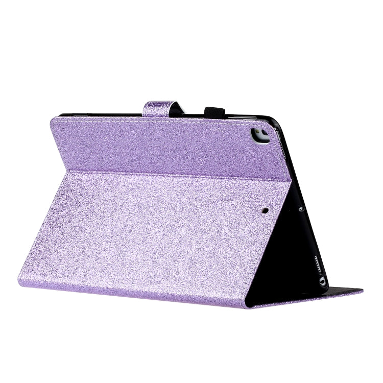 For iPad 10.2 / 10.5 Varnish Glitter Powder Horizontal Flip Leather Case with Holder & Card Slot(Purple) - iPad 10.2 Cases by buy2fix | Online Shopping UK | buy2fix