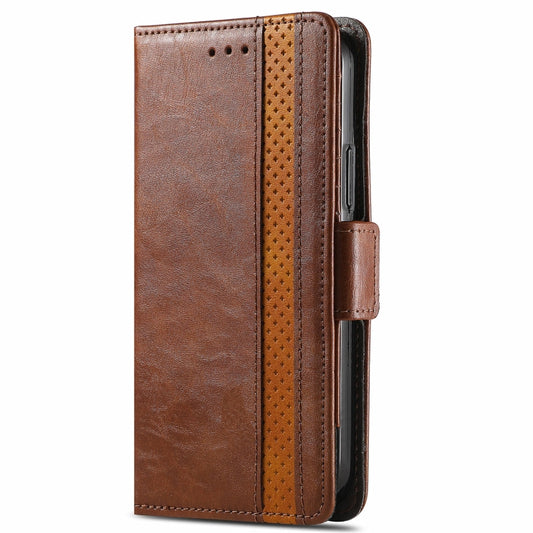 For Samsung Galaxy A20 CaseNeo Business Splicing Dual Magnetic Buckle Horizontal Flip PU Leather Case with Holder & Card Slots & Wallet(Brown) by buy2fix