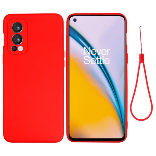 For OnePlus Nord 2 5G Solid Color Liquid Silicone Shockproof Full Coverage Protective Case(Red) by buy2fix