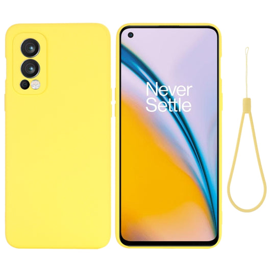 For OnePlus Nord 2 5G Solid Color Liquid Silicone Shockproof Full Coverage Protective Case(Yellow) by buy2fix