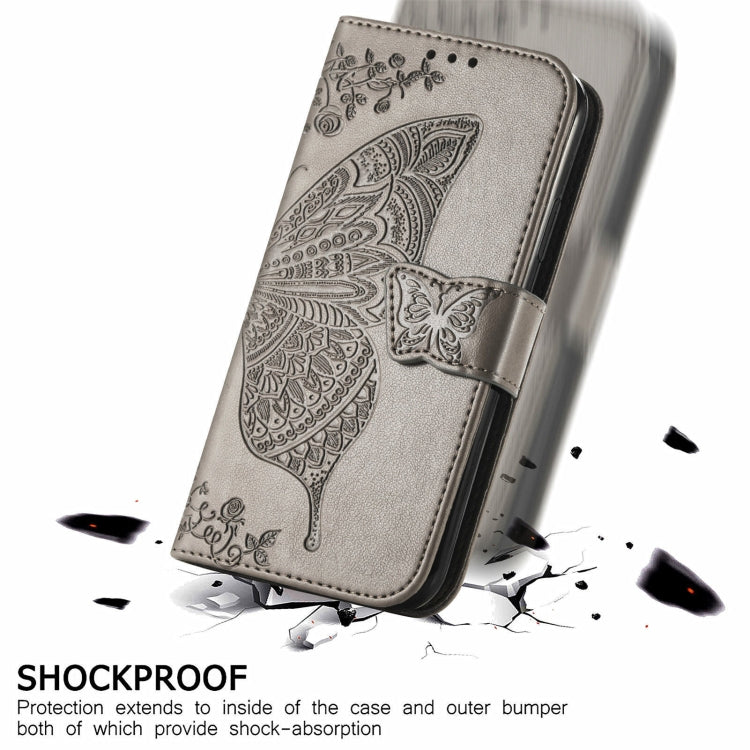 For Blackview A100 Butterfly Love Flower Embossed Horizontal Flip Leather Case with Holder & Card Slots & Wallet & Lanyard(Gray) by buy2fix