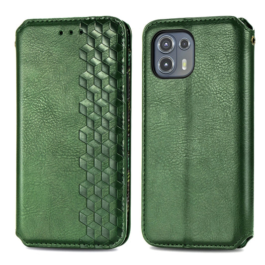 For Motorola Edge 20 Lite Cubic Grid Pressed Horizontal Flip Magnetic PU Leather Case with Holder & Card Slots & Wallet(Green) by buy2fix