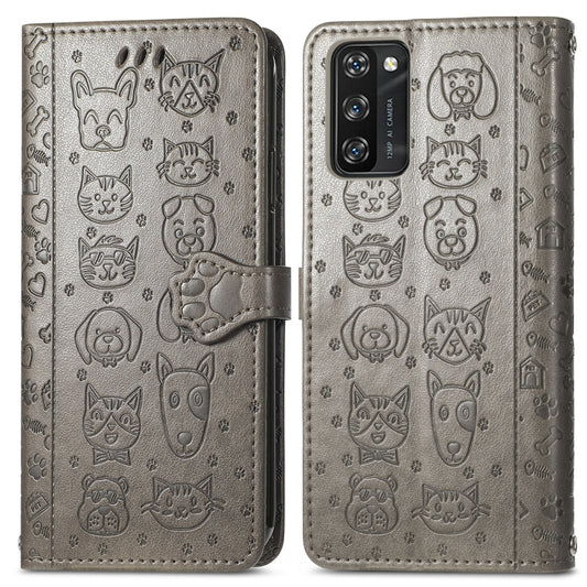 For Blackview A100 Lovely Cat and Dog Embossing Pattern Horizontal Flip Leather Case , with Holder & Card Slots & Wallet & Cartoon Clasp & Lanyard(Grey) by buy2fix