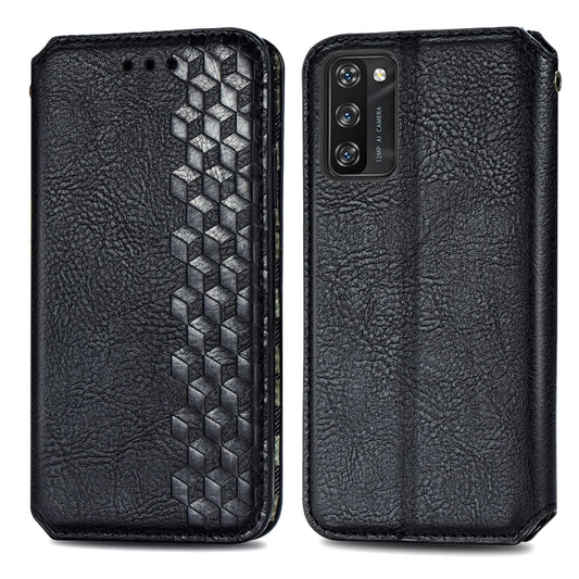 For Blackview A100 Cubic Grid Pressed Horizontal Flip Magnetic PU Leather Case with Holder & Card Slots & Wallet(Black) by buy2fix