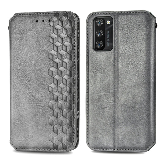 For Blackview A100 Cubic Grid Pressed Horizontal Flip Magnetic PU Leather Case with Holder & Card Slots & Wallet(Grey) by buy2fix