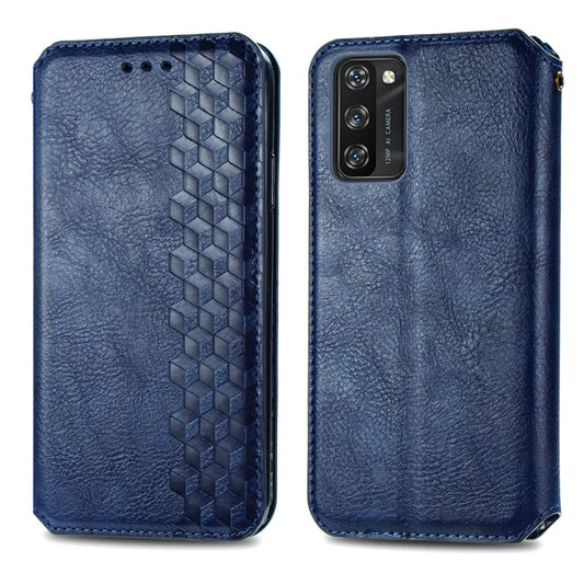 For Blackview A100 Cubic Grid Pressed Horizontal Flip Magnetic PU Leather Case with Holder & Card Slots & Wallet(Blue) by buy2fix