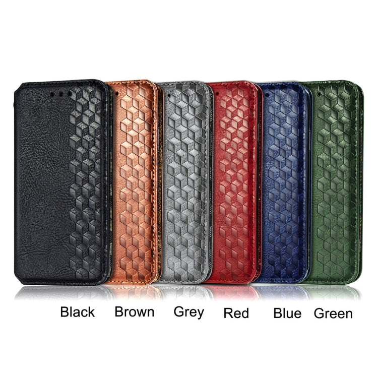 For Blackview A100 Cubic Grid Pressed Horizontal Flip Magnetic PU Leather Case with Holder & Card Slots & Wallet(Brown) by buy2fix