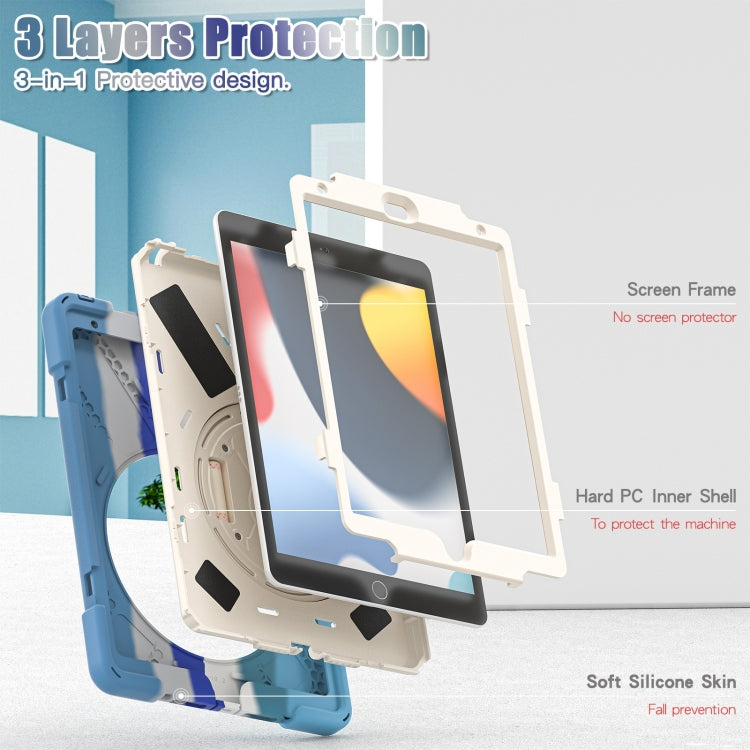 For iPad 10.2 2021 / 2020 / 2019 Silicone + PC Protective Case with Holder & Shoulder Strap(Colorful Blue) - iPad 10.2 Cases by buy2fix | Online Shopping UK | buy2fix
