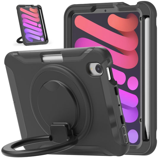 For iPad mini 6 / mini 2024 Heavy Duty TPU Hybrid PC Tablet Case with 360 Rotation Handle Grip Holder & Pen Slot(Black) - iPad mini 2024 Cases by buy2fix | Online Shopping UK | buy2fix