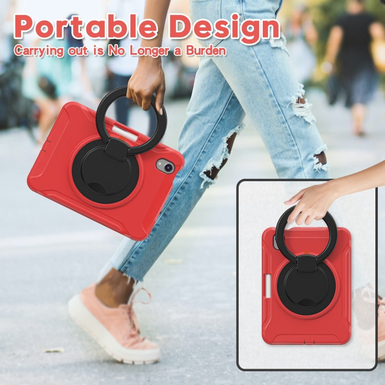 For iPad mini 6 / mini 2024 Heavy Duty TPU Hybrid PC Tablet Case with 360 Rotation Handle Grip Holder & Pen Slot(Red) - iPad mini 2024 Cases by buy2fix | Online Shopping UK | buy2fix