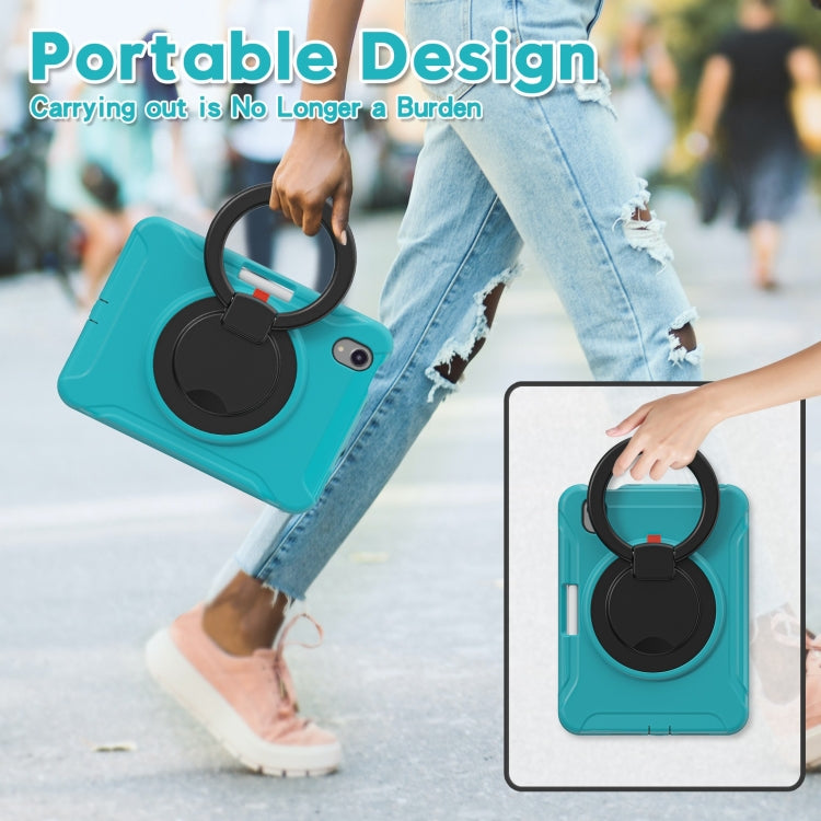 For iPad mini 6 / mini 2024 Heavy Duty TPU Hybrid PC Tablet Case with 360 Rotation Handle Grip Holder & Pen Slot(Blue) - iPad mini 2024 Cases by buy2fix | Online Shopping UK | buy2fix