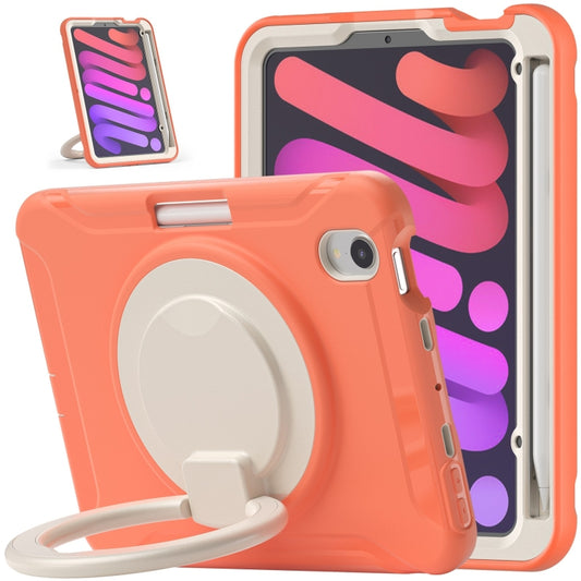 For iPad mini 6 / mini 2024 Heavy Duty TPU Hybrid PC Tablet Case with 360 Rotation Handle Grip Holder & Pen Slot(Living Coral) - iPad mini 2024 Cases by buy2fix | Online Shopping UK | buy2fix