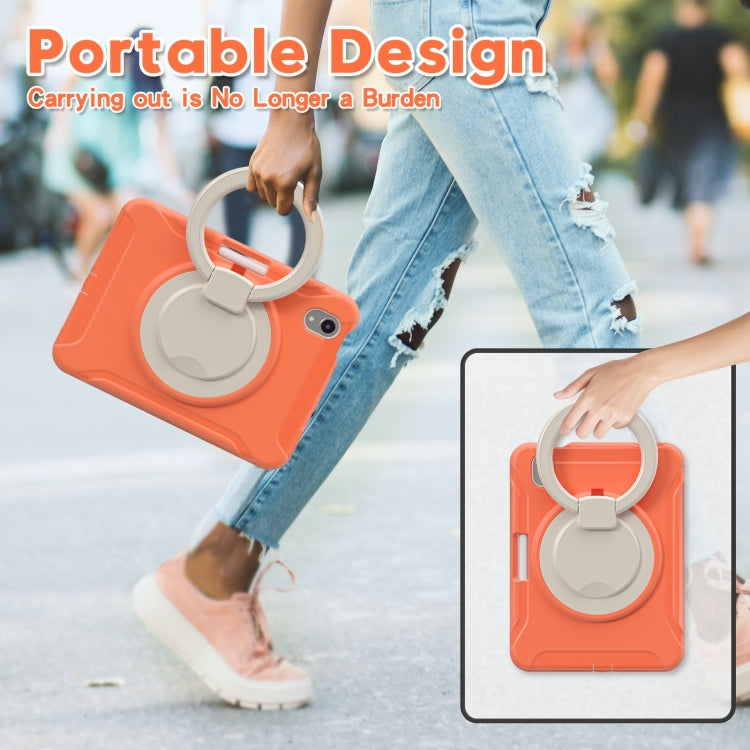 For iPad mini 6 / mini 2024 Heavy Duty TPU Hybrid PC Tablet Case with 360 Rotation Handle Grip Holder & Pen Slot(Living Coral) - iPad mini 2024 Cases by buy2fix | Online Shopping UK | buy2fix