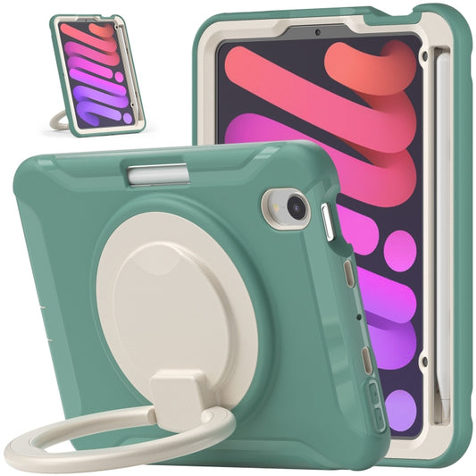 For iPad mini 6 / mini 2024 Heavy Duty TPU Hybrid PC Tablet Case with 360 Rotation Handle Grip Holder & Pen Slot(Emmerald Green) - iPad mini 2024 Cases by buy2fix | Online Shopping UK | buy2fix
