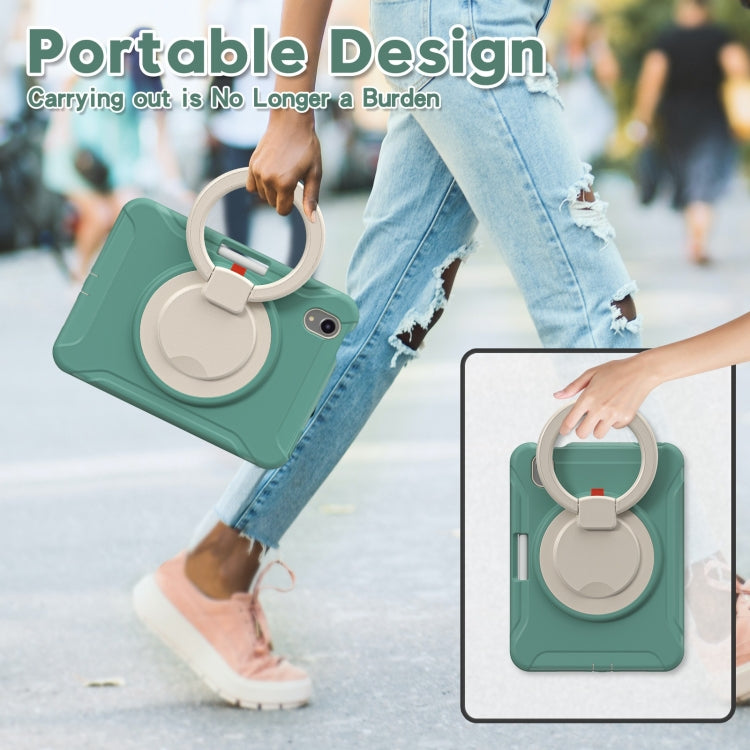 For iPad mini 6 / mini 2024 Heavy Duty TPU Hybrid PC Tablet Case with 360 Rotation Handle Grip Holder & Pen Slot(Emmerald Green) - iPad mini 2024 Cases by buy2fix | Online Shopping UK | buy2fix