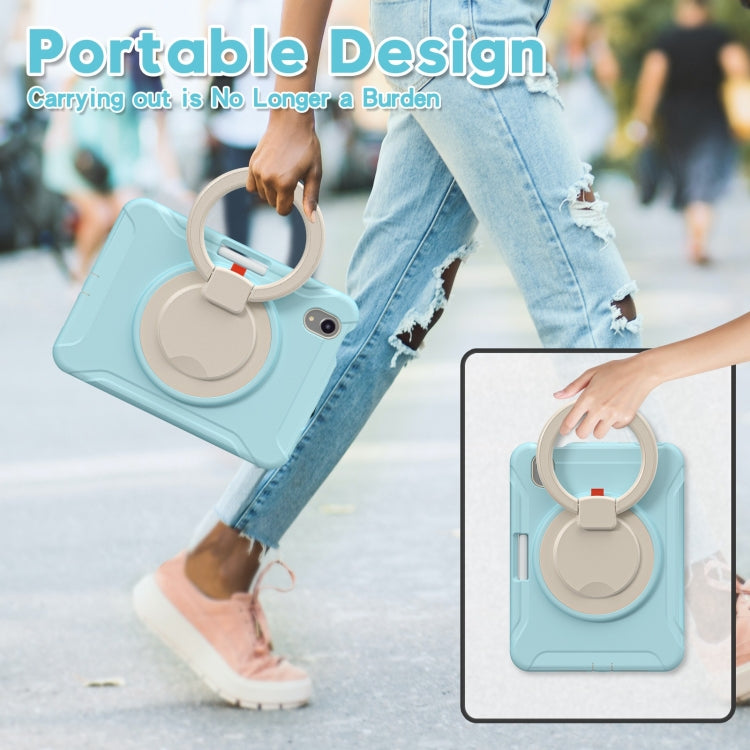 For iPad mini 6 / mini 2024 Heavy Duty TPU Hybrid PC Tablet Case with 360 Rotation Handle Grip Holder & Pen Slot(Ice Crystal Blue) - iPad mini 2024 Cases by buy2fix | Online Shopping UK | buy2fix