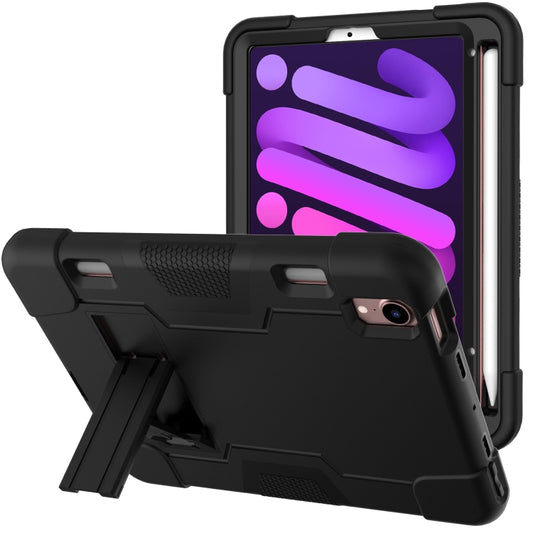 For iPad mini 2024 / mini 6 Contrast Color Robot Shockproof Silicone + PC Protective Tablet Case with Holder & Pen Slot(Black) - iPad mini 6 Cases by buy2fix | Online Shopping UK | buy2fix