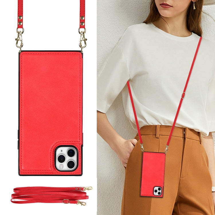 For iPhone 12 Pro Max Cross-body Square Double Buckle Flip Card Bag TPU+PU Case with Card Slots & Wallet & Photo & Strap(Red) - iPhone 12 Pro Max Cases by buy2fix | Online Shopping UK | buy2fix