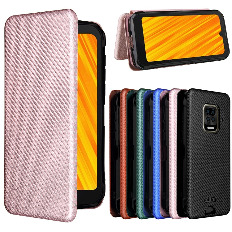 For Doogee S59 / S59 Pro Carbon Fiber Texture Horizontal Flip TPU + PC + PU Leather Case with Card Slot(Pink) by buy2fix