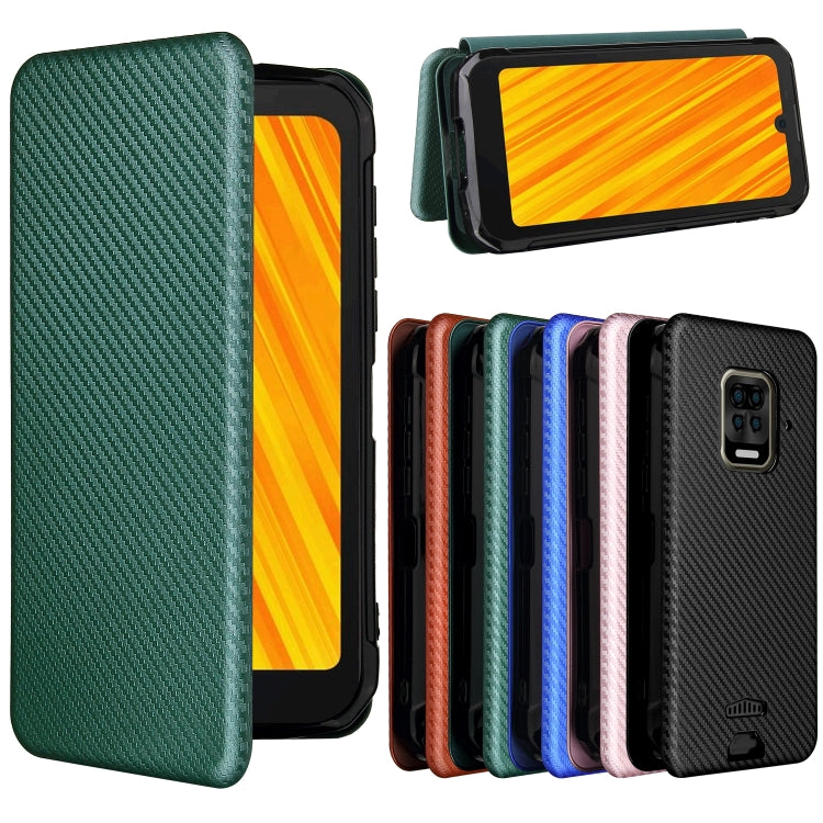 For Doogee S59 / S59 Pro Carbon Fiber Texture Horizontal Flip TPU + PC + PU Leather Case with Card Slot(Green) by buy2fix