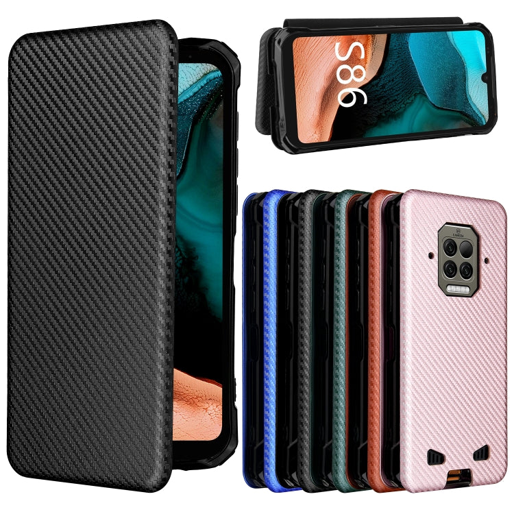 For Doogee S86 / S86 Pro Carbon Fiber Texture Horizontal Flip TPU + PC + PU Leather Case with Card Slot(Black) by buy2fix