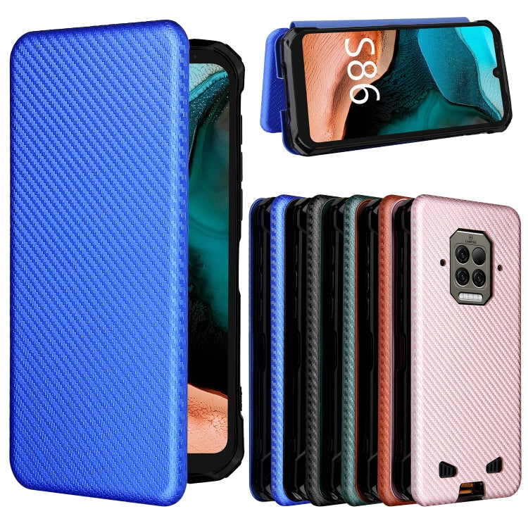 For Doogee S86 / S86 Pro Carbon Fiber Texture Horizontal Flip TPU + PC + PU Leather Case with Card Slot(Blue) by buy2fix