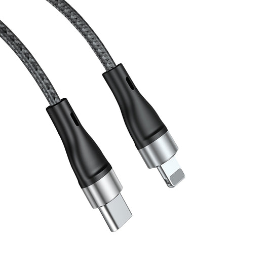 ADC-003 USB-C / Type-C to 8 Pin PD Fast Charging Weave Data Cable for iPhone, iPad, Length:1m(Grey) by buy2fix