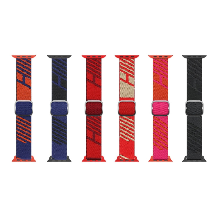 Two-color Nylon Braid Watch Band For Apple Watch Ultra 49mm&Watch Ultra 2 49mm / Series 9&8&7 45mm / SE 3&SE 2&6&SE&5&4 44mm / 3&2&1 42mm(Orange Pink) by buy2fix