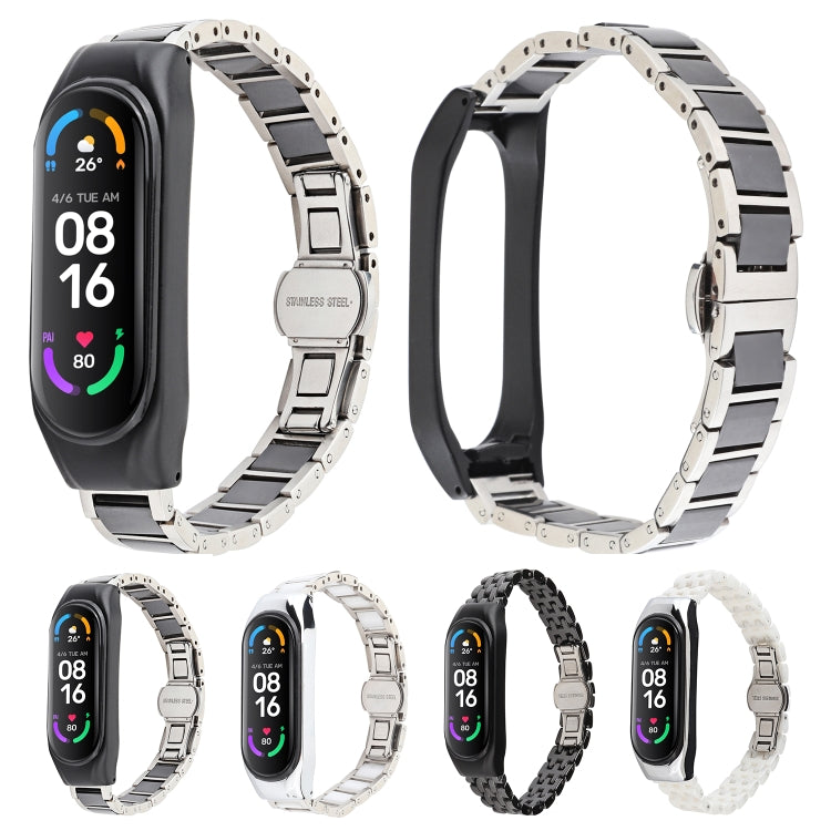 For Xiaomi Mi Band 4 / 3 Ceramics Watch Band(Three Beads Black) by buy2fix