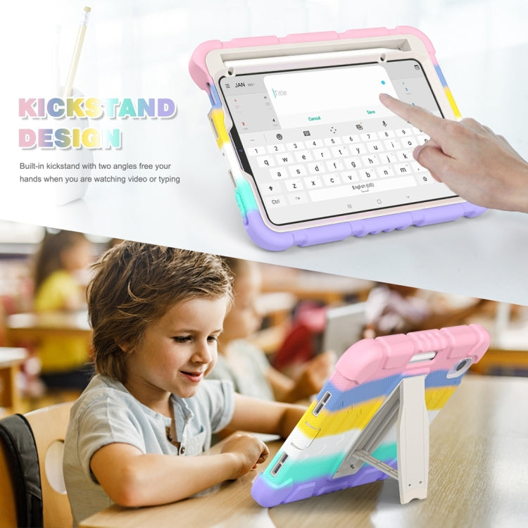 For iPad mini 6 / mini 2024 Tri-Layer Protection Screen Frame Heavy Duty PC Hybrid Silicone Case with Holder(Colorful Pink) by buy2fix