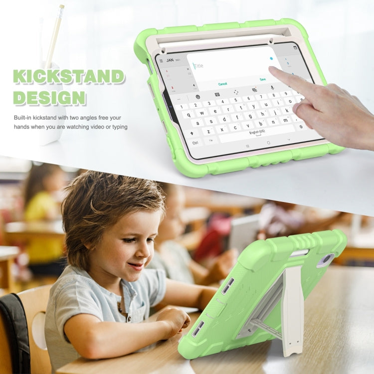 For iPad mini 6 / mini 2024 Tri-Layer Protection Screen Frame Heavy Duty PC Hybrid Silicone Case with Holder(Matcha Green) by buy2fix