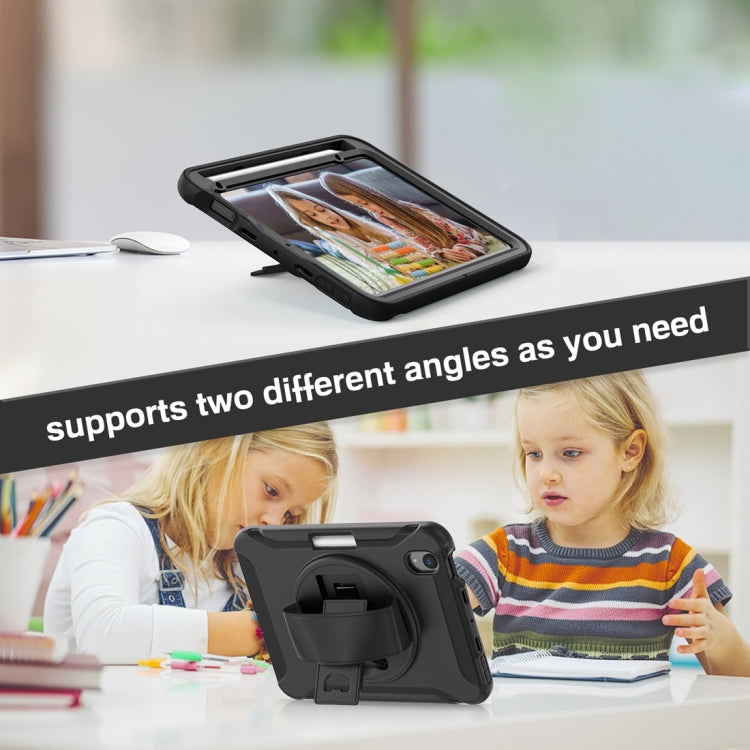For iPad mini 6 / mini 2024 360 Degree Rotation PC + TPU Protective Tablet Case with Holder & Hand-strap(Black) by buy2fix