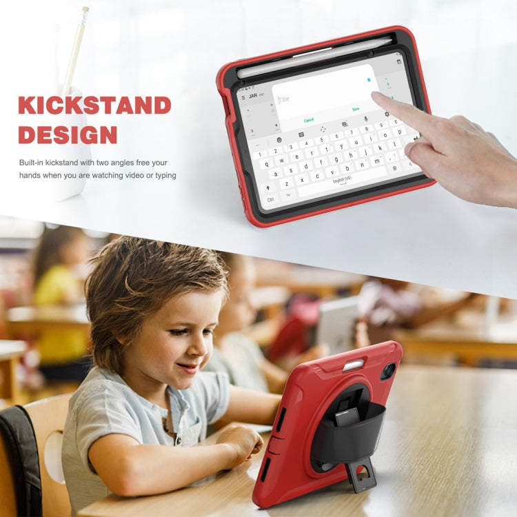 For iPad mini 6 / mini 2024 360 Degree Rotation PC + TPU Protective Tablet Case with Holder & Hand-strap(Red) by buy2fix