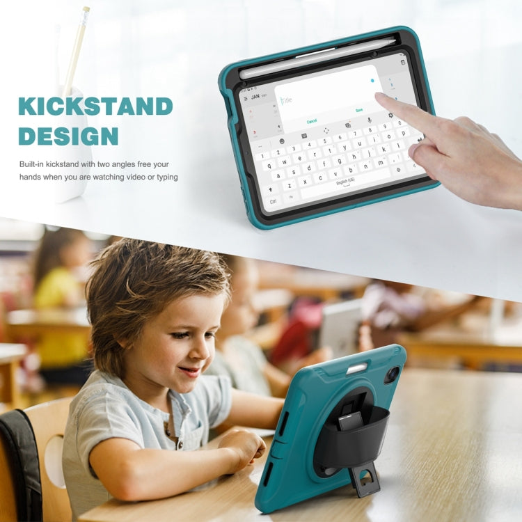 For iPad mini 6 / mini 2024 360 Degree Rotation PC + TPU Protective Tablet Case with Holder & Hand-strap(Blue) by buy2fix