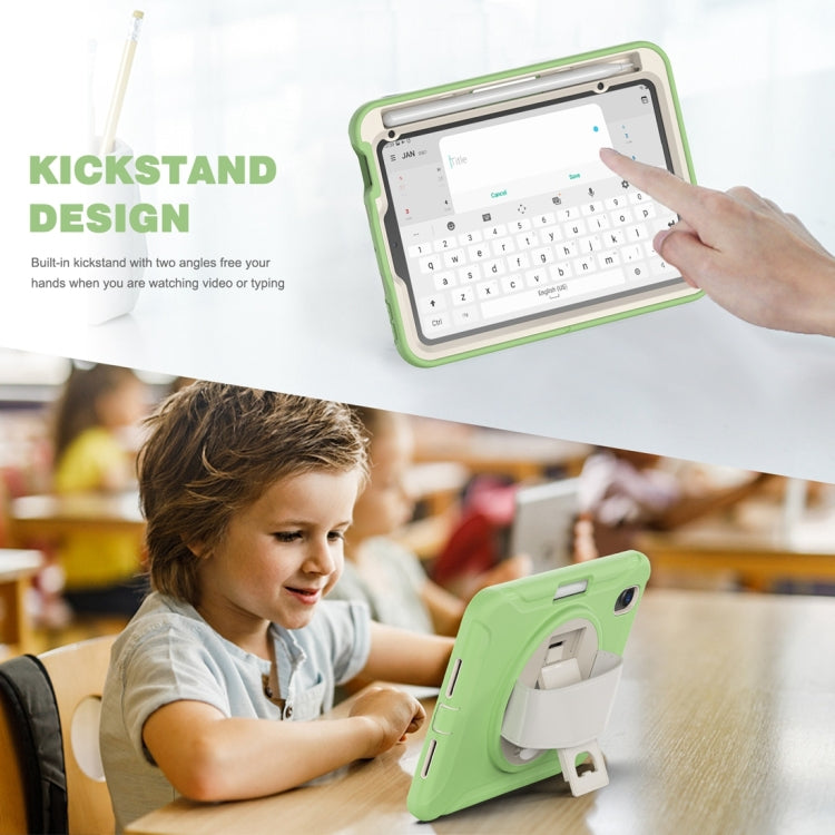 For iPad mini 6 / mini 2024 360 Degree Rotation PC + TPU Protective Tablet Case with Holder & Hand-strap(Matcha Green) by buy2fix