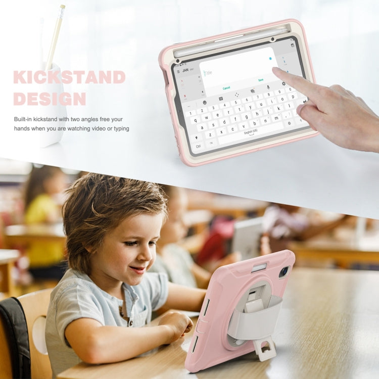 For iPad mini 6 / mini 2024 360 Degree Rotation PC + TPU Protective Tablet Case with Holder & Hand-strap(Cherry Blossoms Pink) by buy2fix