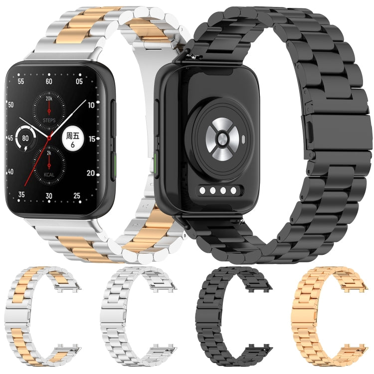 For OPPO Watch 2 46mm Stainless Steel Three-beads Watch Band(Silver) by buy2fix