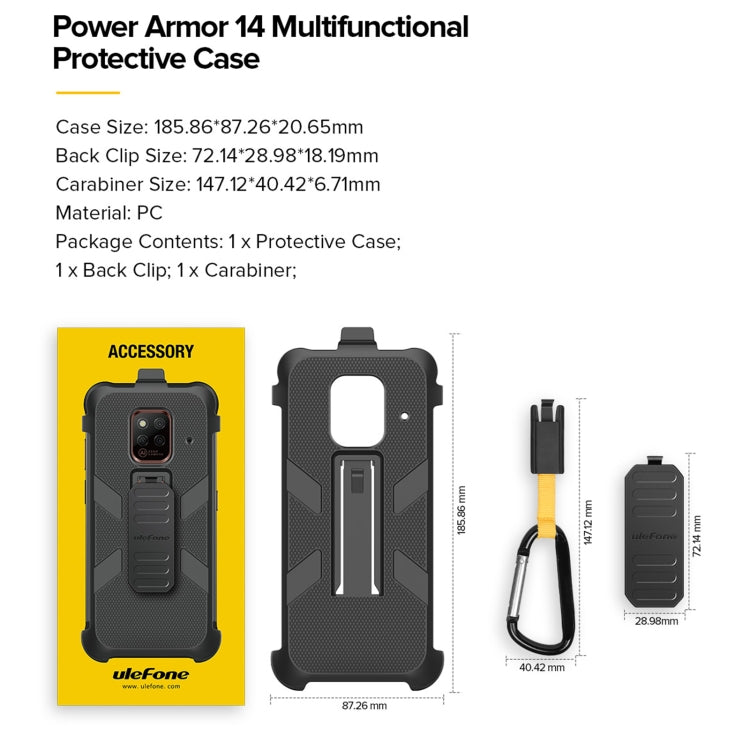 For Ulefone Power Armor 14 Ulefone Multifunctional TPU + PC Protective Case with Back Clip & Carabiner by Ulefone