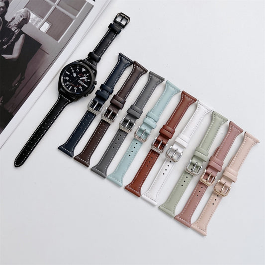 22mm Sewing Plain Weave Small Waist Leather Watch Band(Dark Pink) by buy2fix