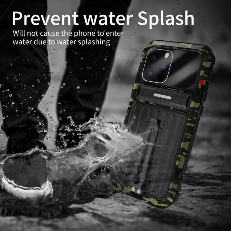 For iPhone 12 Armor Shockproof Splash-proof Dust-proof Phone Case with Holder(Camouflage) - iPhone 12 / 12 Pro Cases by buy2fix | Online Shopping UK | buy2fix